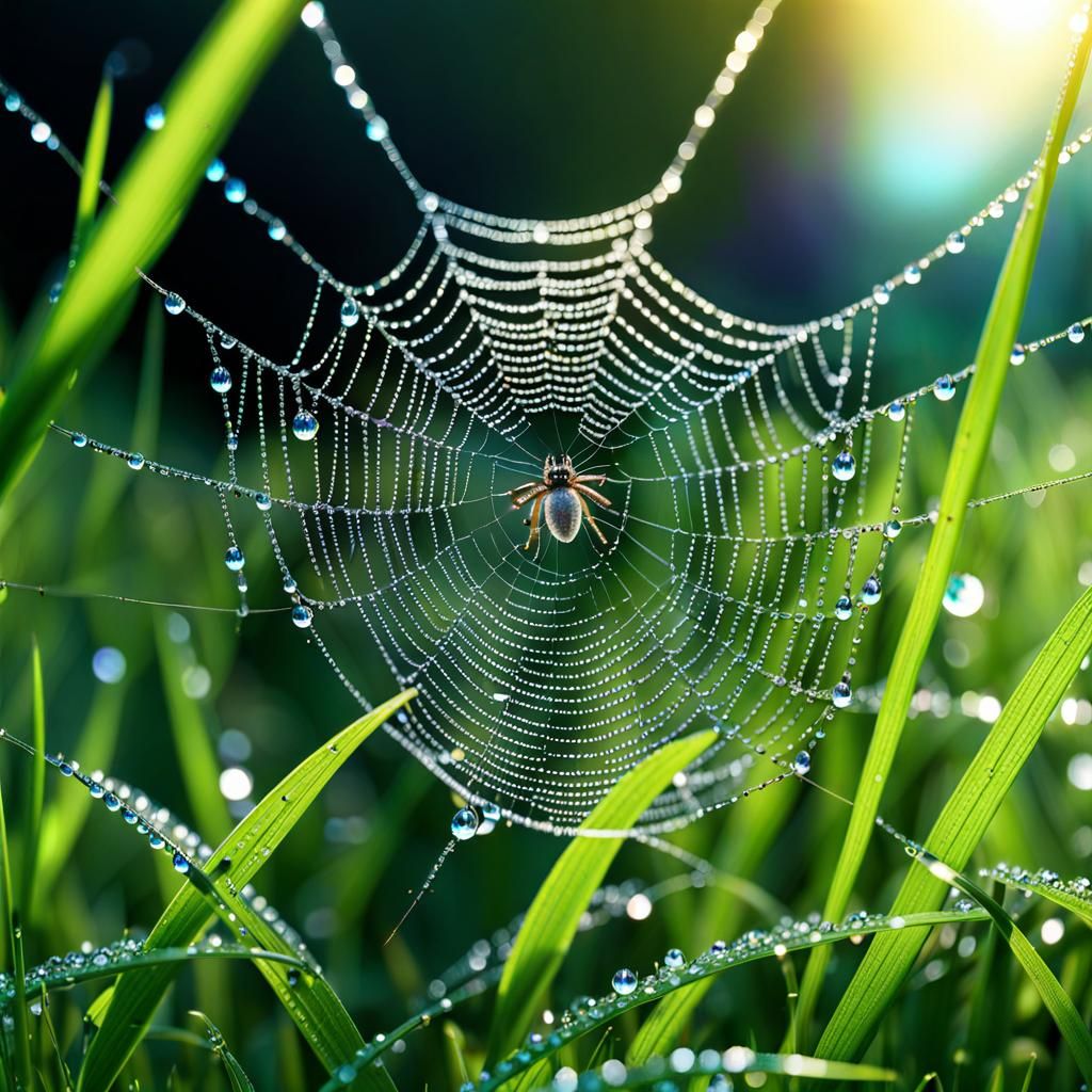 Glittering Spider Web in Rococo Style