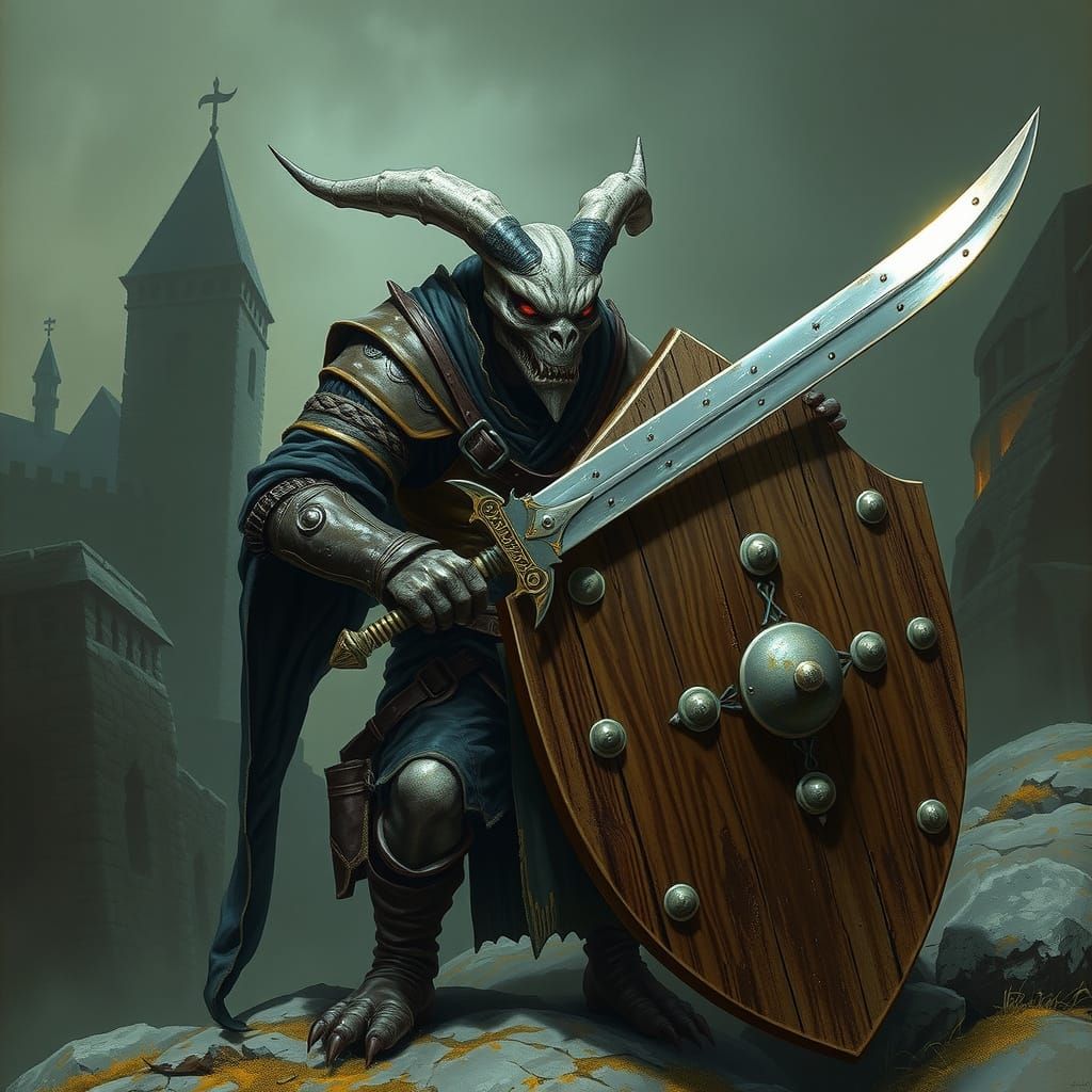 Dark Fantasy Suricate Warrior in Medieval Armor