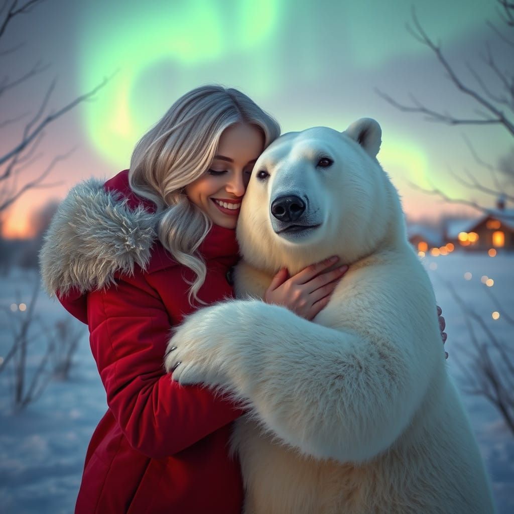 Warm Winter Encounter in a Magical Arctic Scene