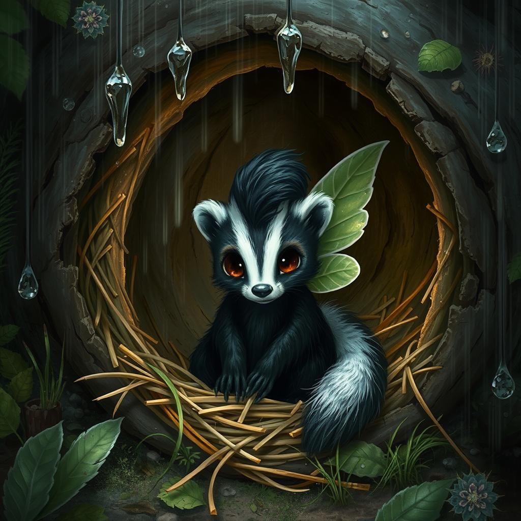 Fairy's Refuge in a Skunk's Hollow Log