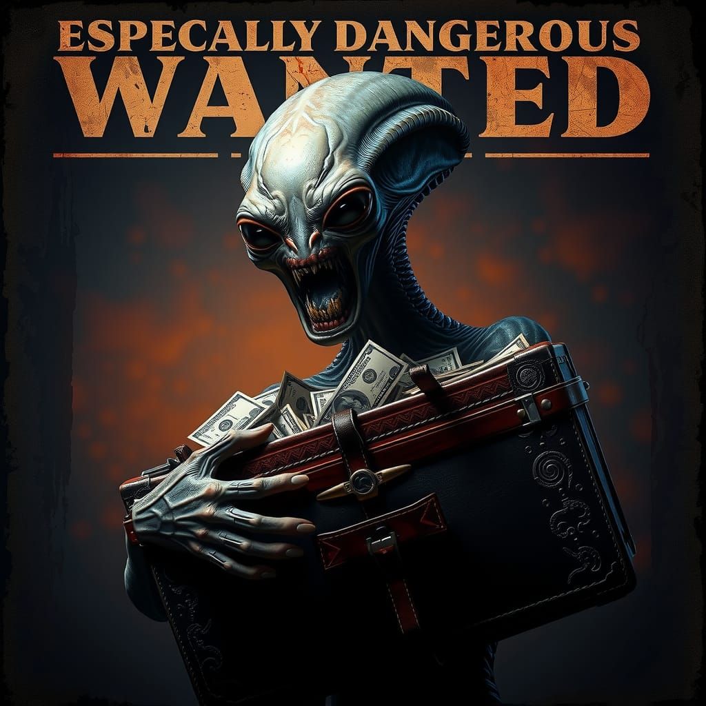 Wanted: Especially Dangerous Alien in Grungy Style