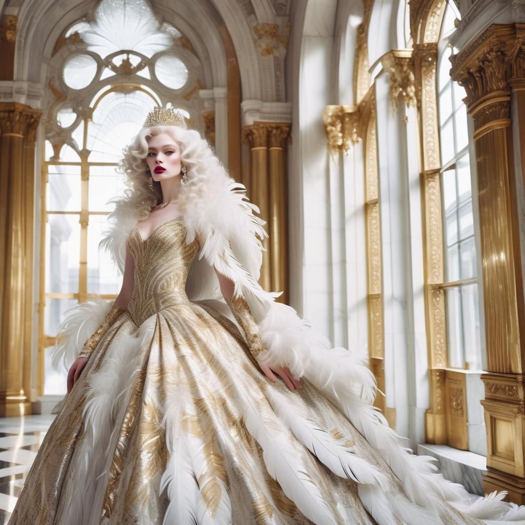 Glamorous Man in Gold Gown with Tiara