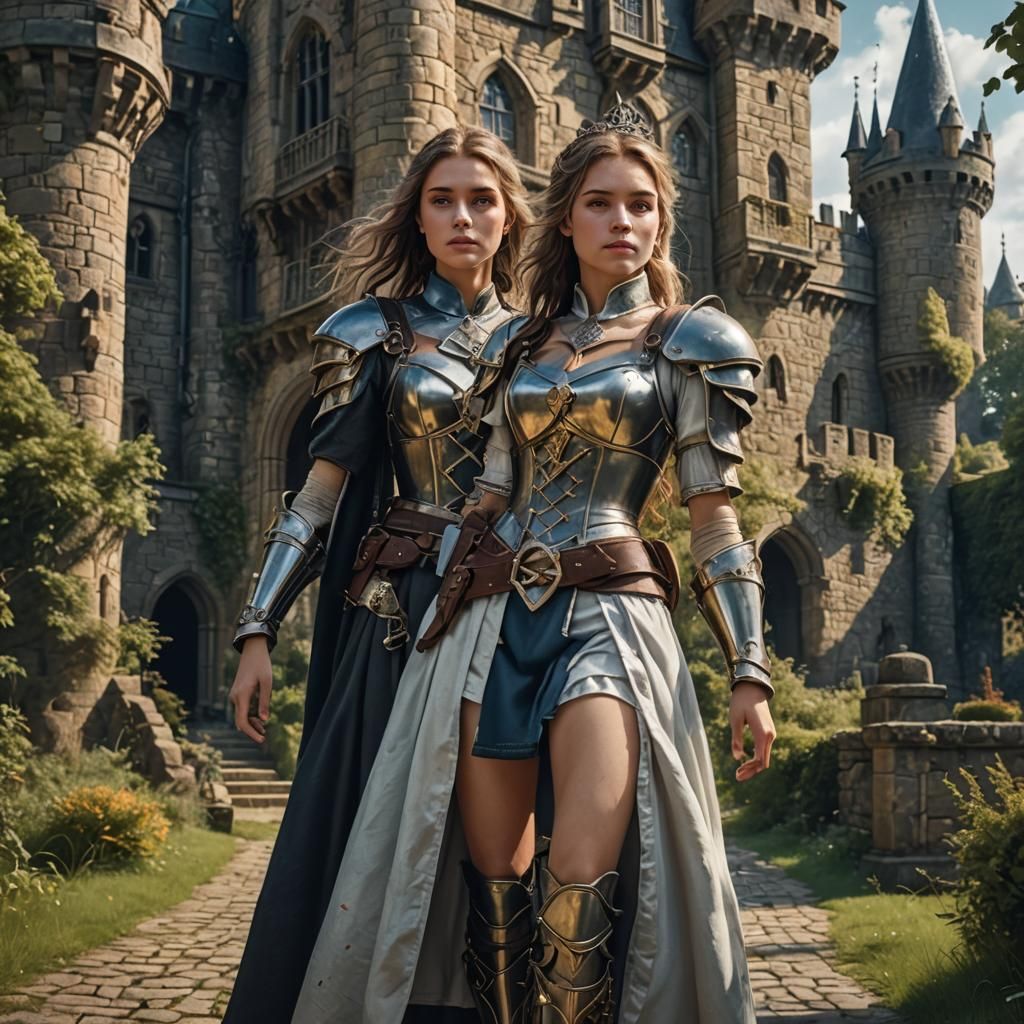 Woman in Chastity Belt in Castle Park