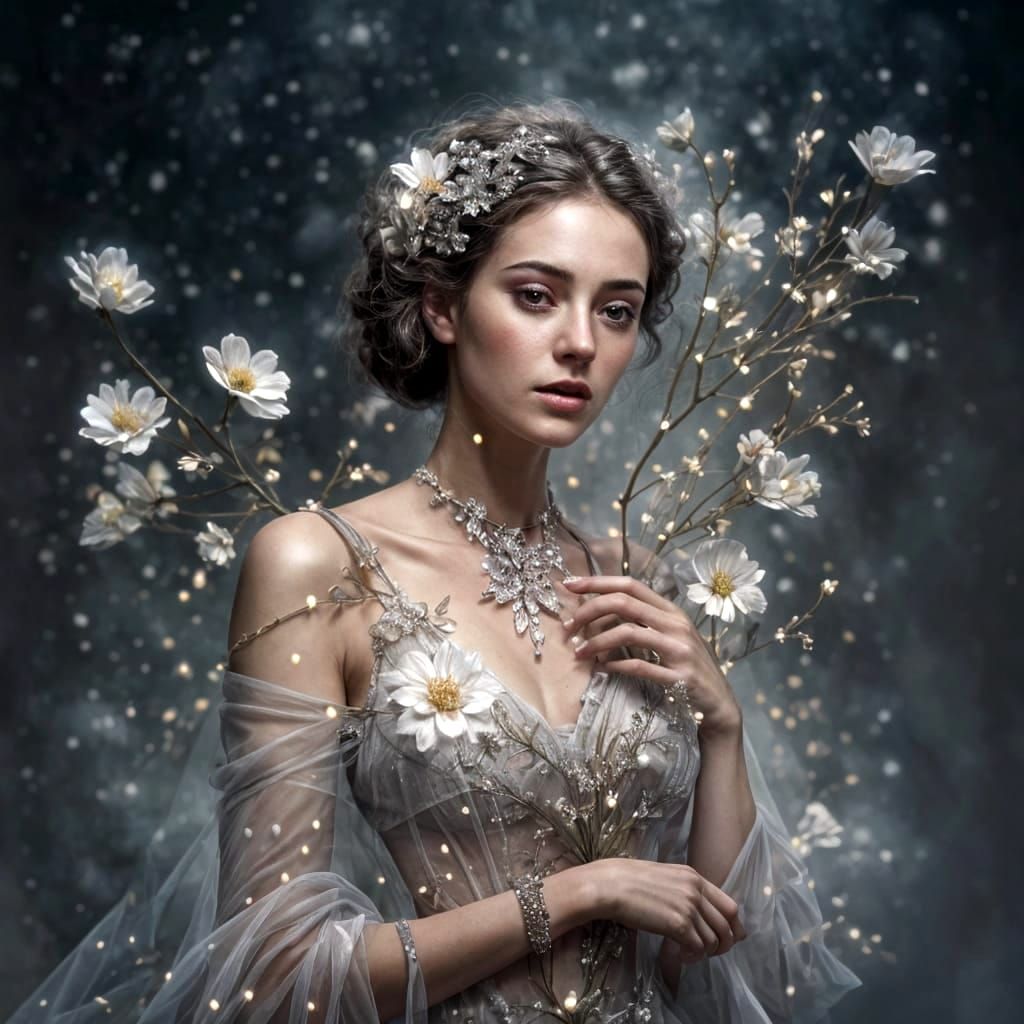 Epic Floral Goddess in Glassy Splendor