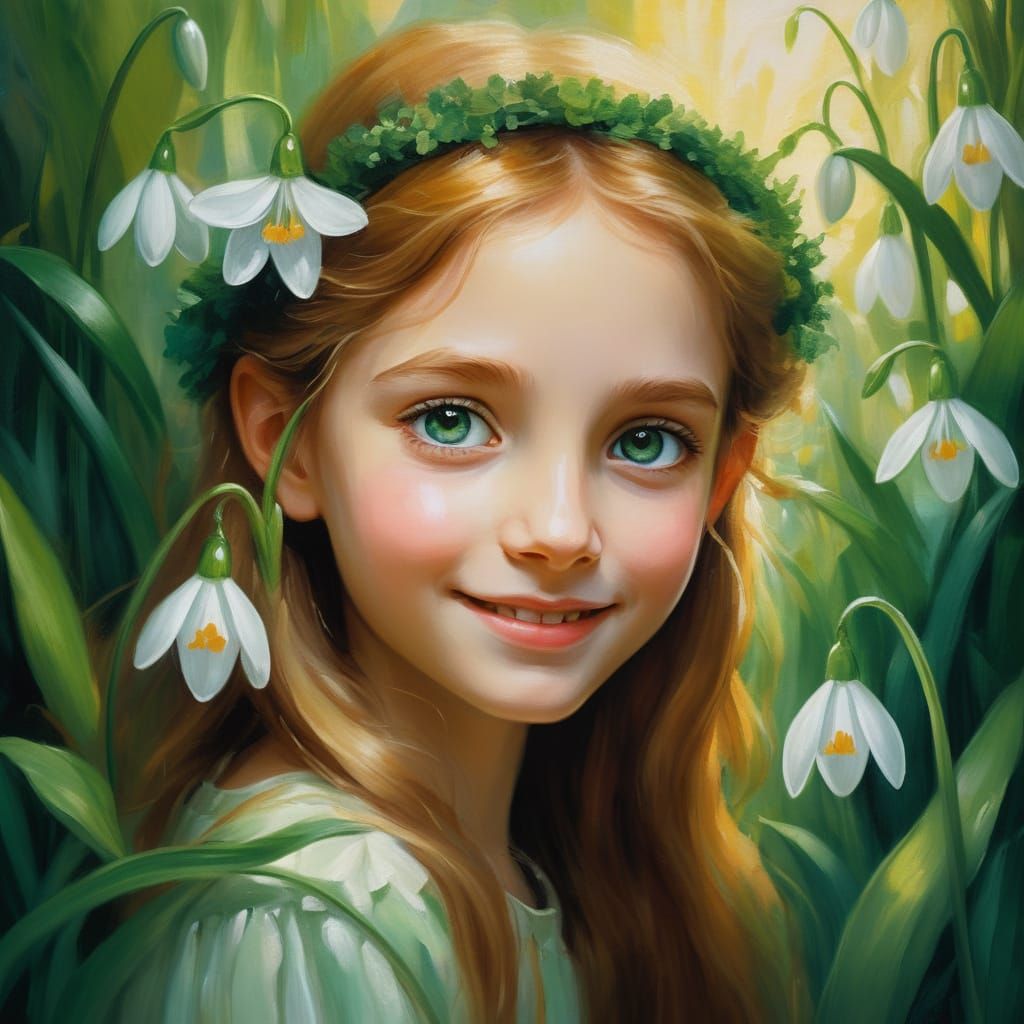 Whimsical Snowdrop Fairy in Enchanted Forest