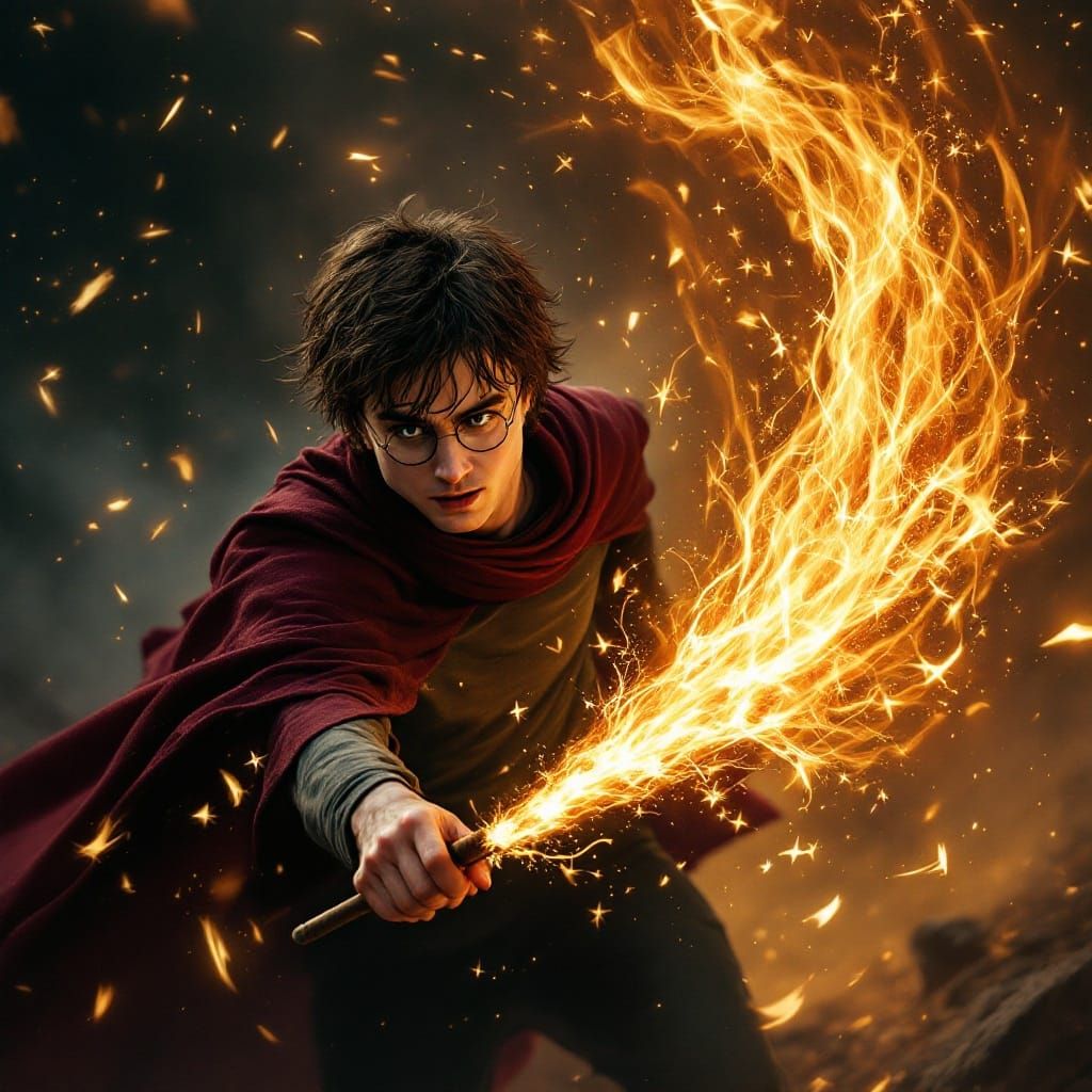 Wizard Defends Against Dark Magic with Radiant Patronus