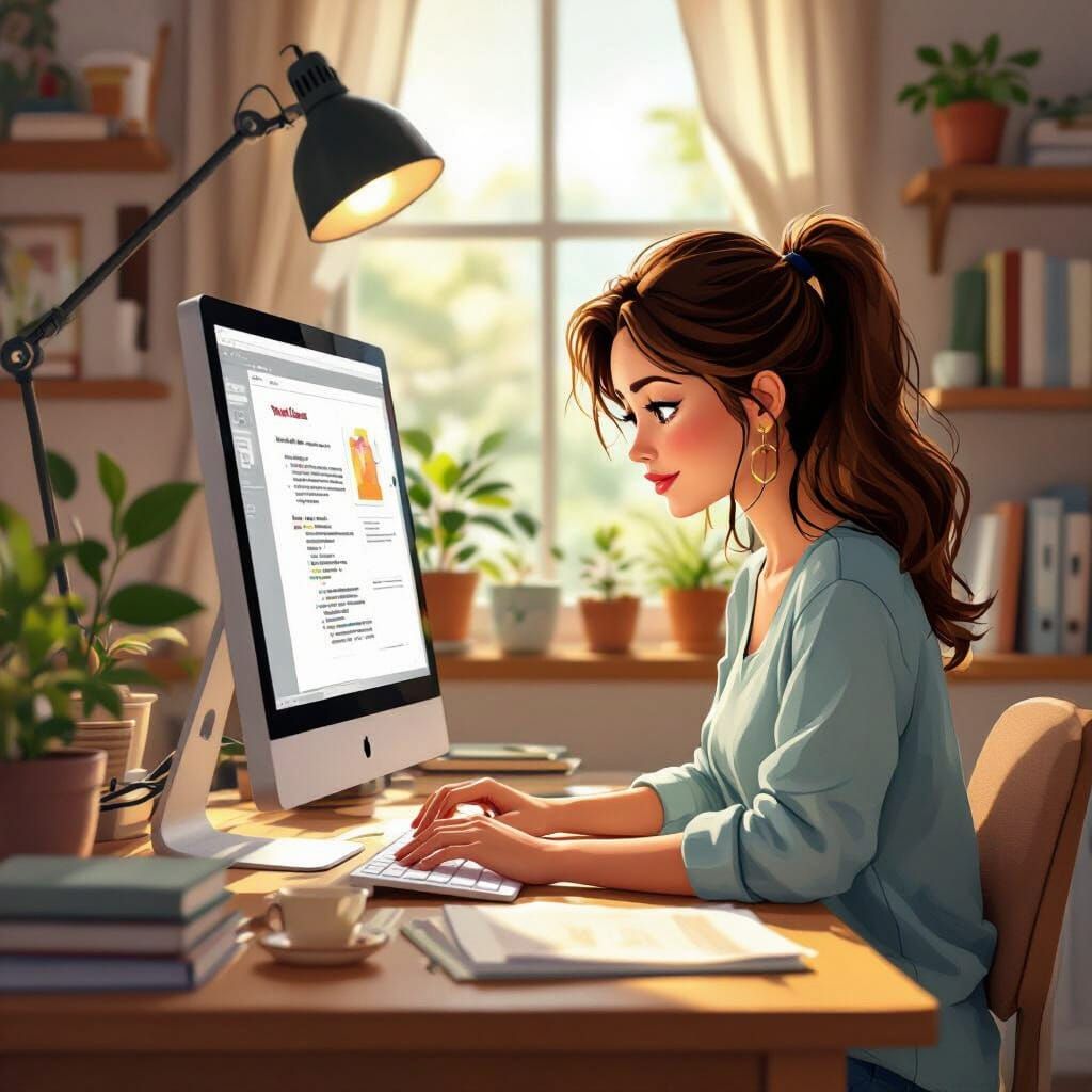 Woman Creating Educational Content in Cozy Studio