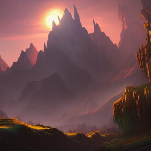 Fantastical Mountain Landscape in Deep Color