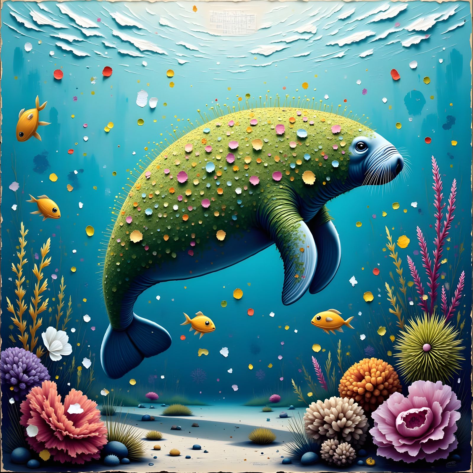A manatee swimming underwater