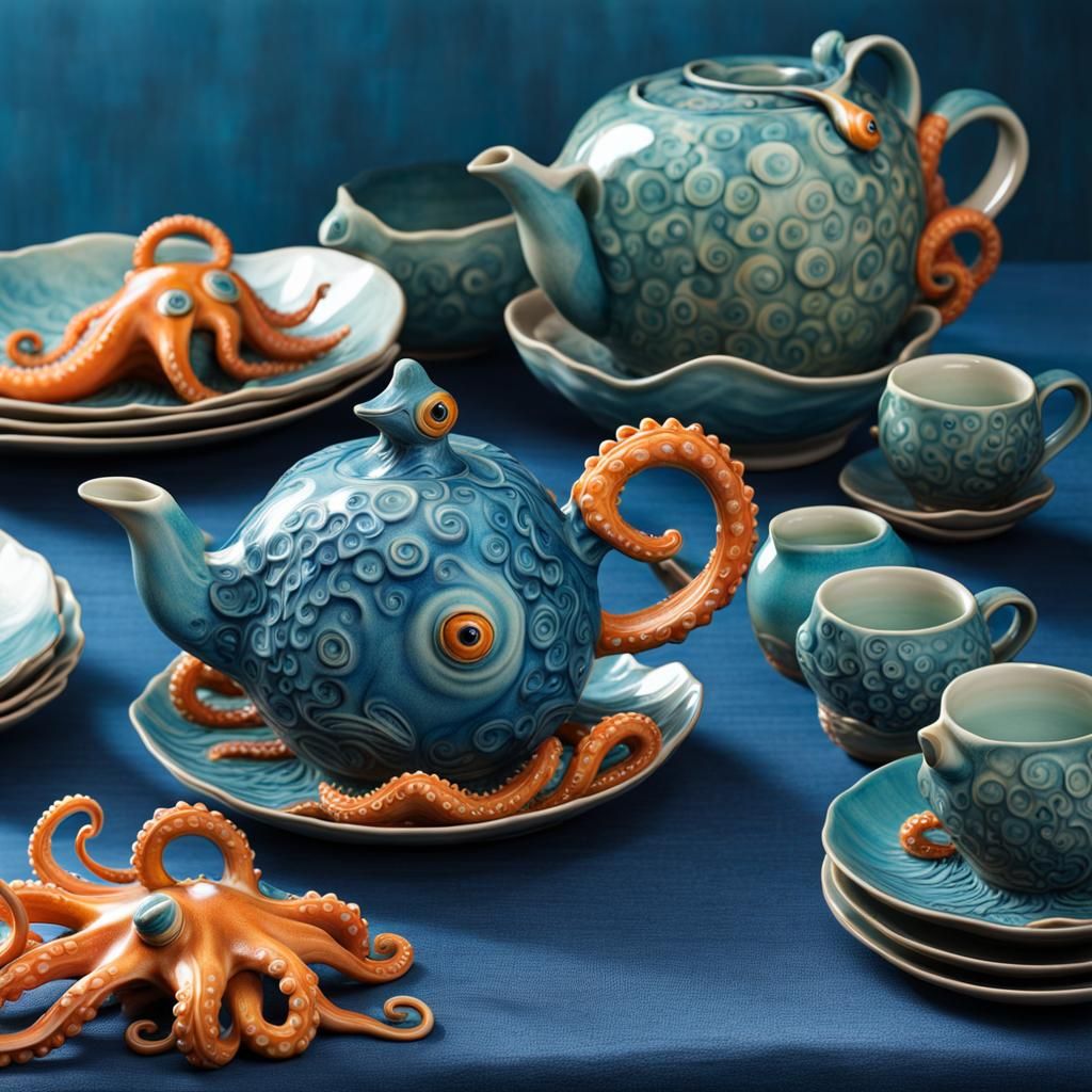 Living Pottery Teaset: Ocean-Themed Ceramic Creatures