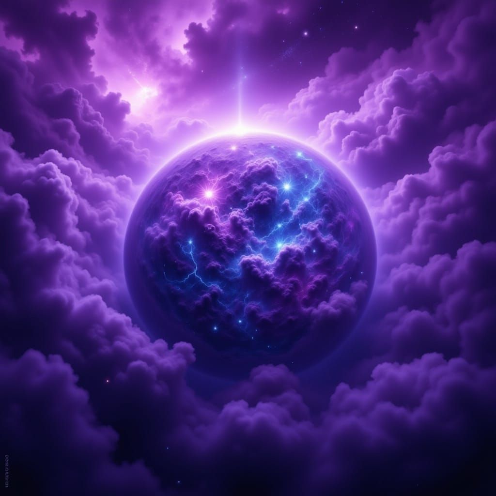Ethereal Purple Fog Covers Planet Earth
