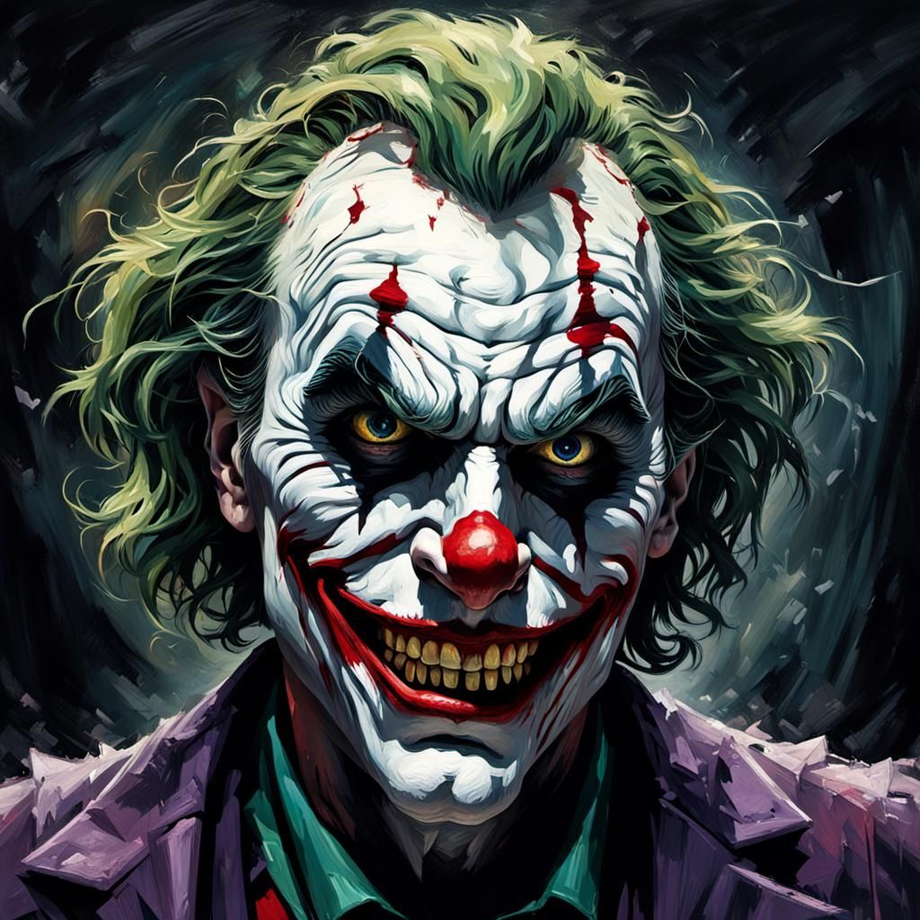 Grotesque Gothic Joker: An Impressionist Horror Masterpiece