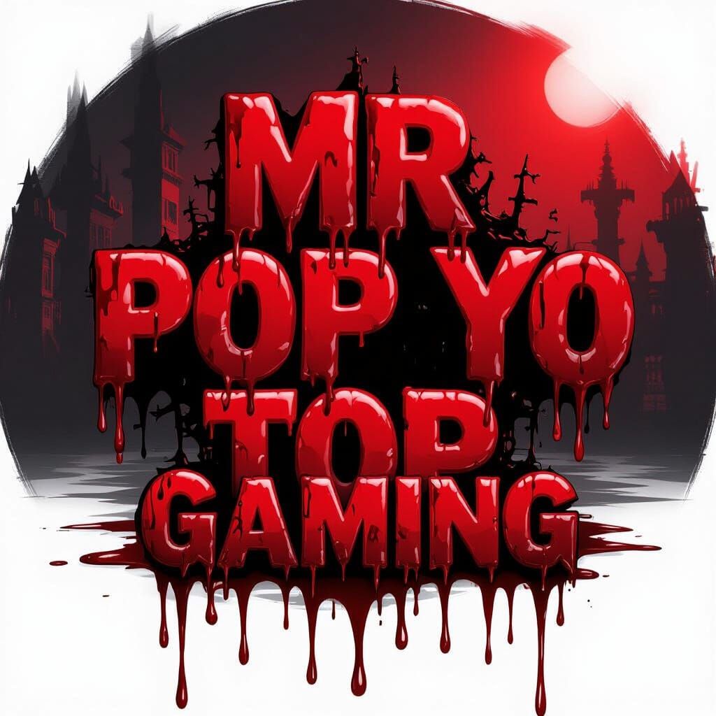 Blood Red Liquid Letters: Mr Pop Yo Top Gaming Emblem