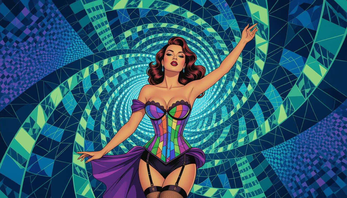 Surreal Woman in Escher-esque Cityscape