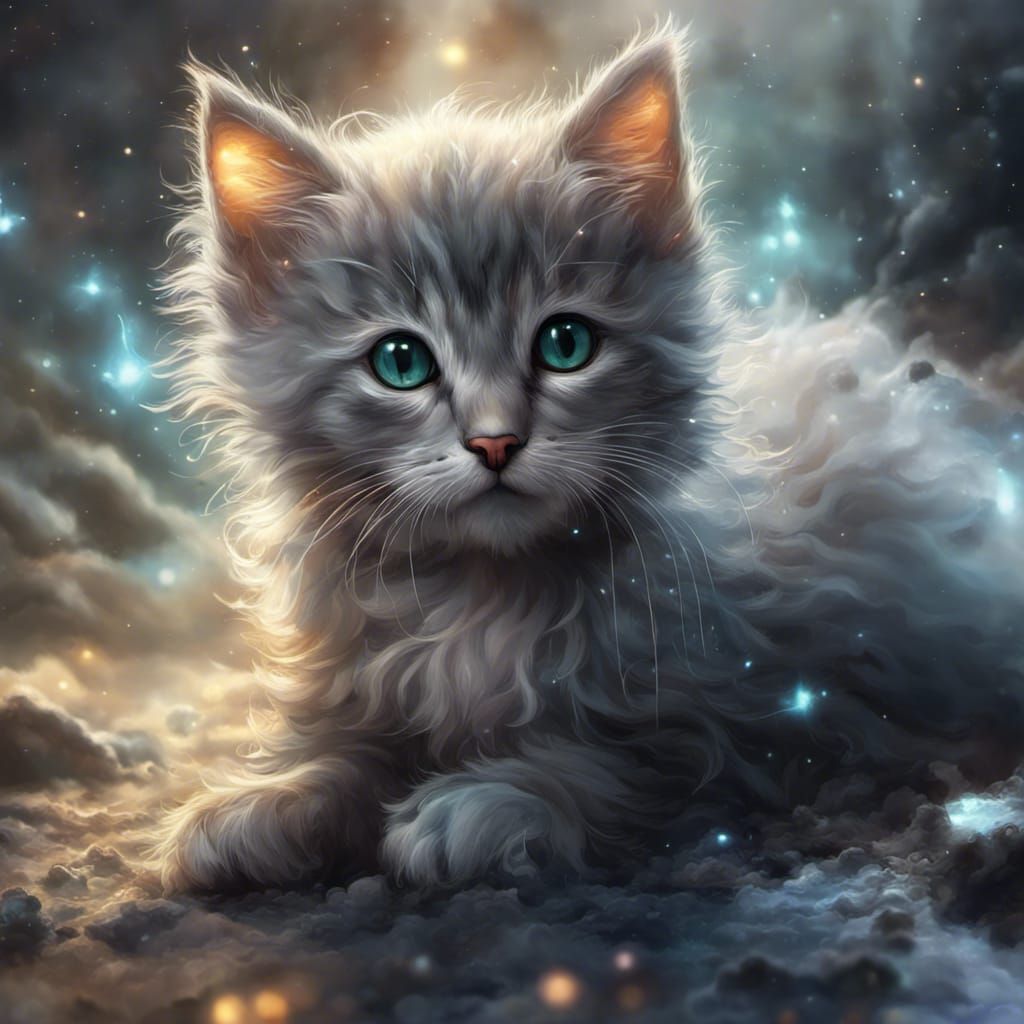 Stardust Kitten: Fantastical Digital Art