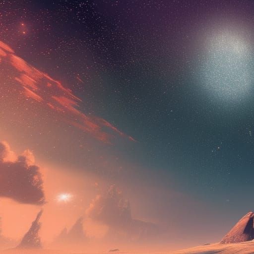 Fantastical Starry Night Sky in Detailed Matte Painting