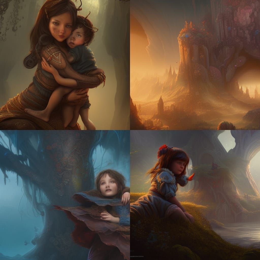 Tender Mother and Child: Fantasy Concept Art