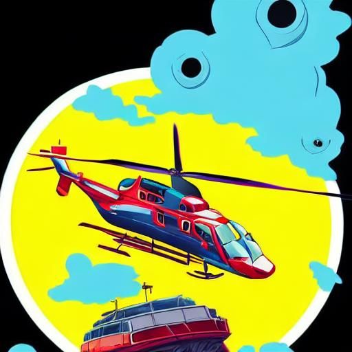 Anime Style Helicopter Illustration