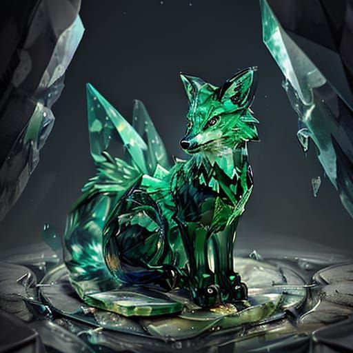 Glass Fox in Sunlight - Whimsical Digital Art