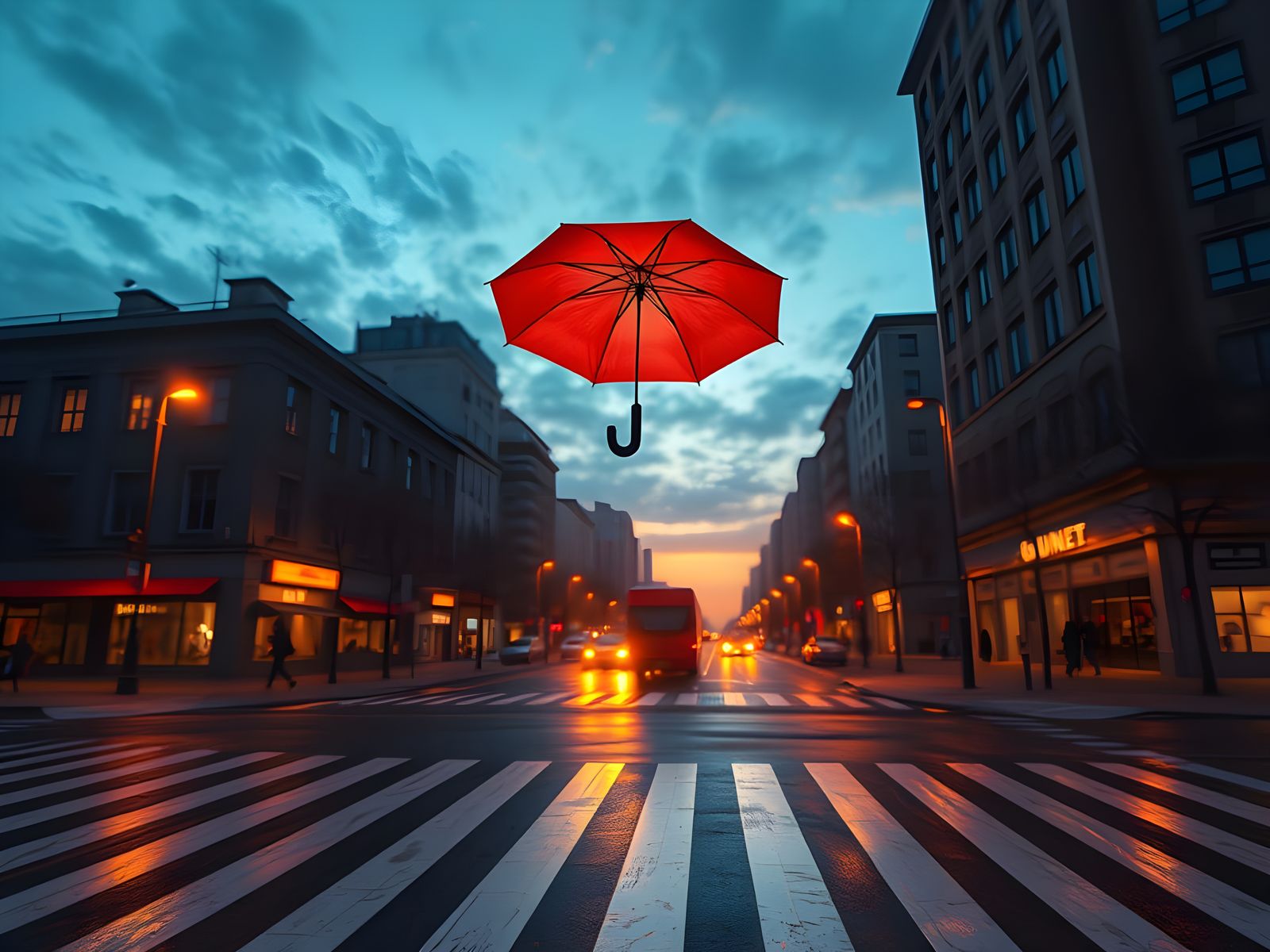 Surreal Cityscape Hues Amidst Golden Twilight