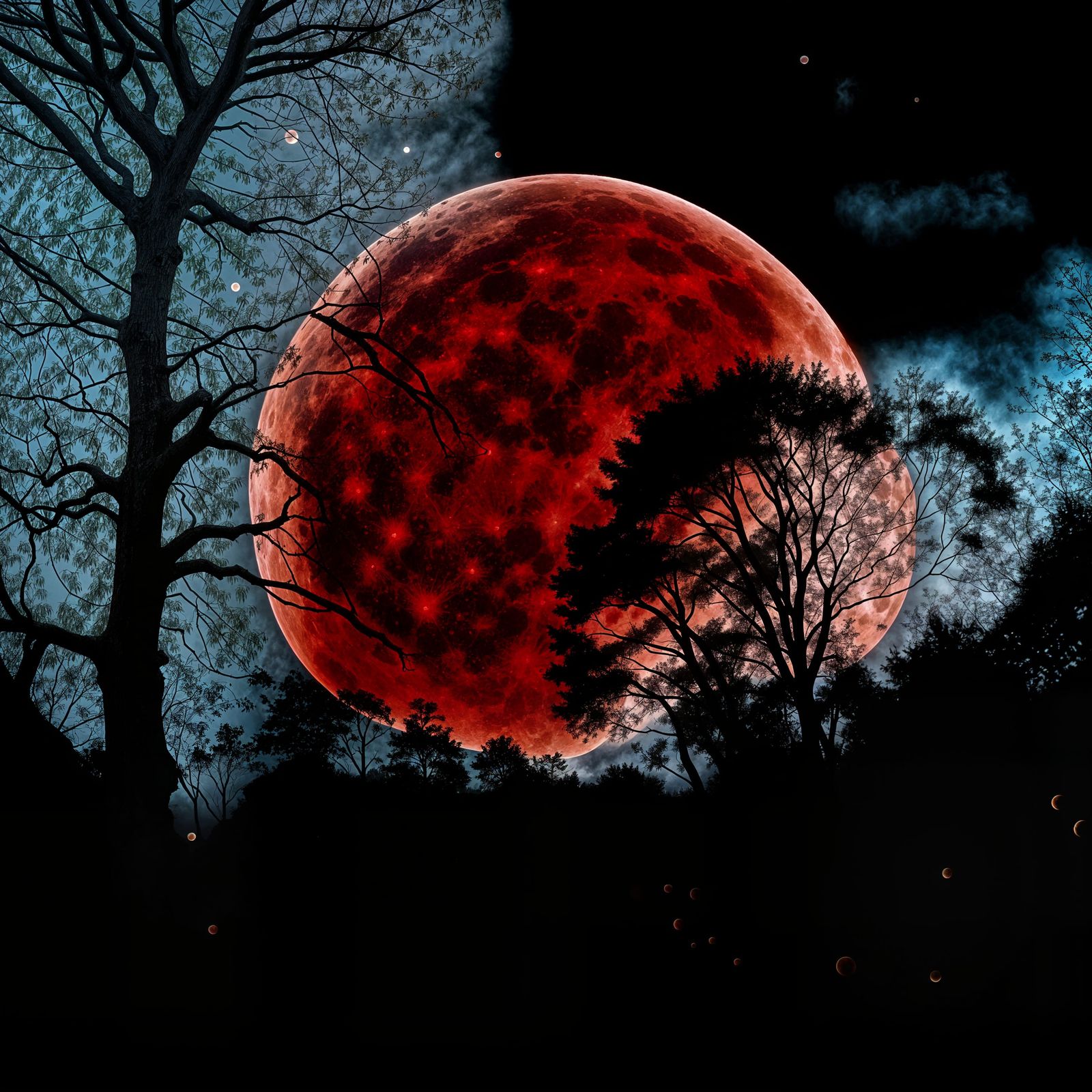 Blood Moon Lunar Eclipse in Hyperrealistic Detail