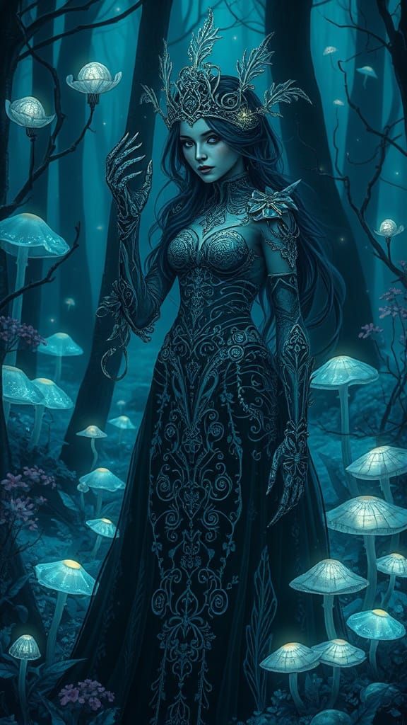 Mystical Forest Enchantress in a Hyper-Detailed Dark Fantasy