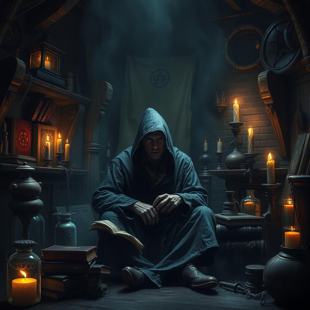 Eerie Wizard in Mystical Sanctum