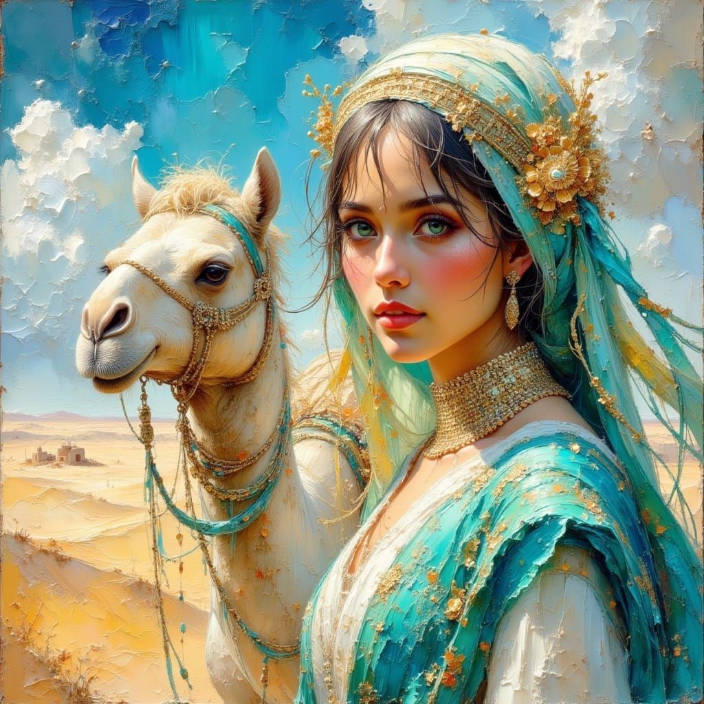 Arabian Princess Portrait in Oil Painting Style