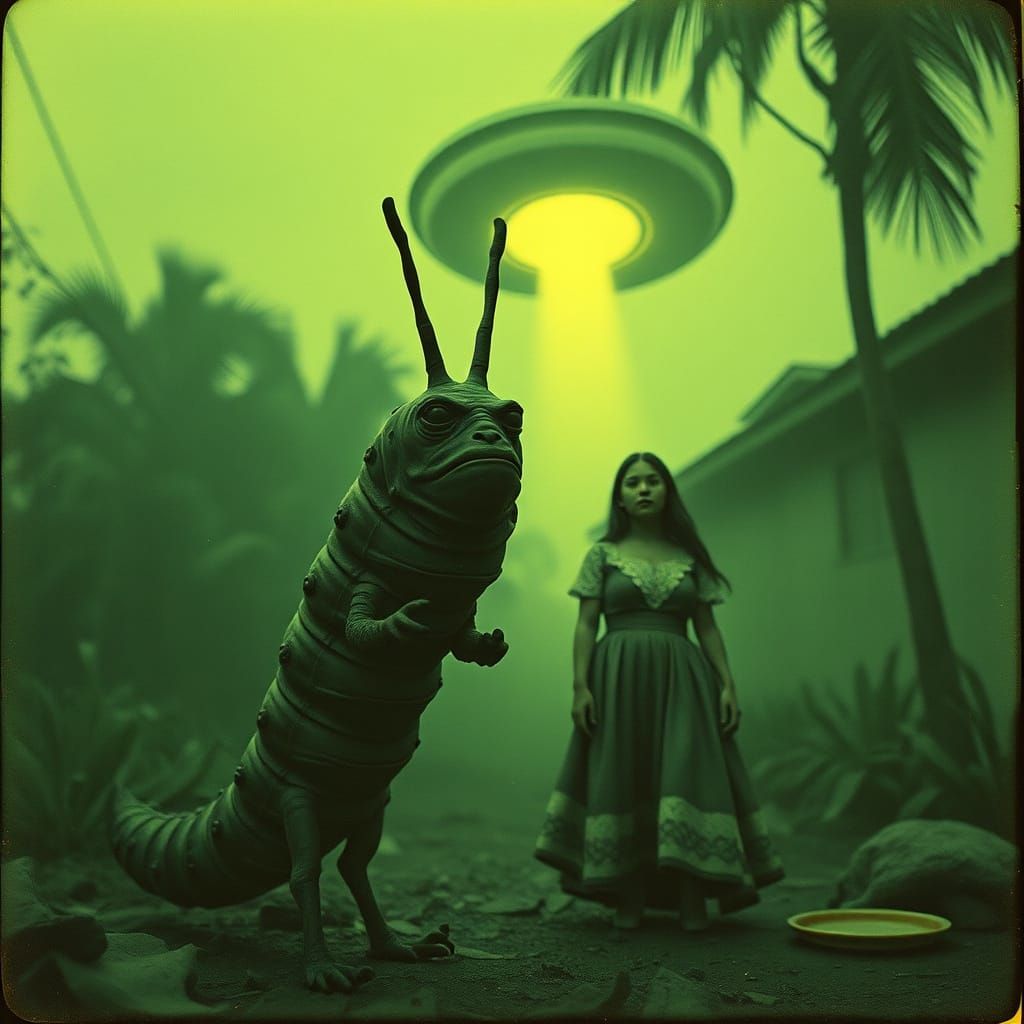 Vintage Movie Still: UFOs and the Caterpillar