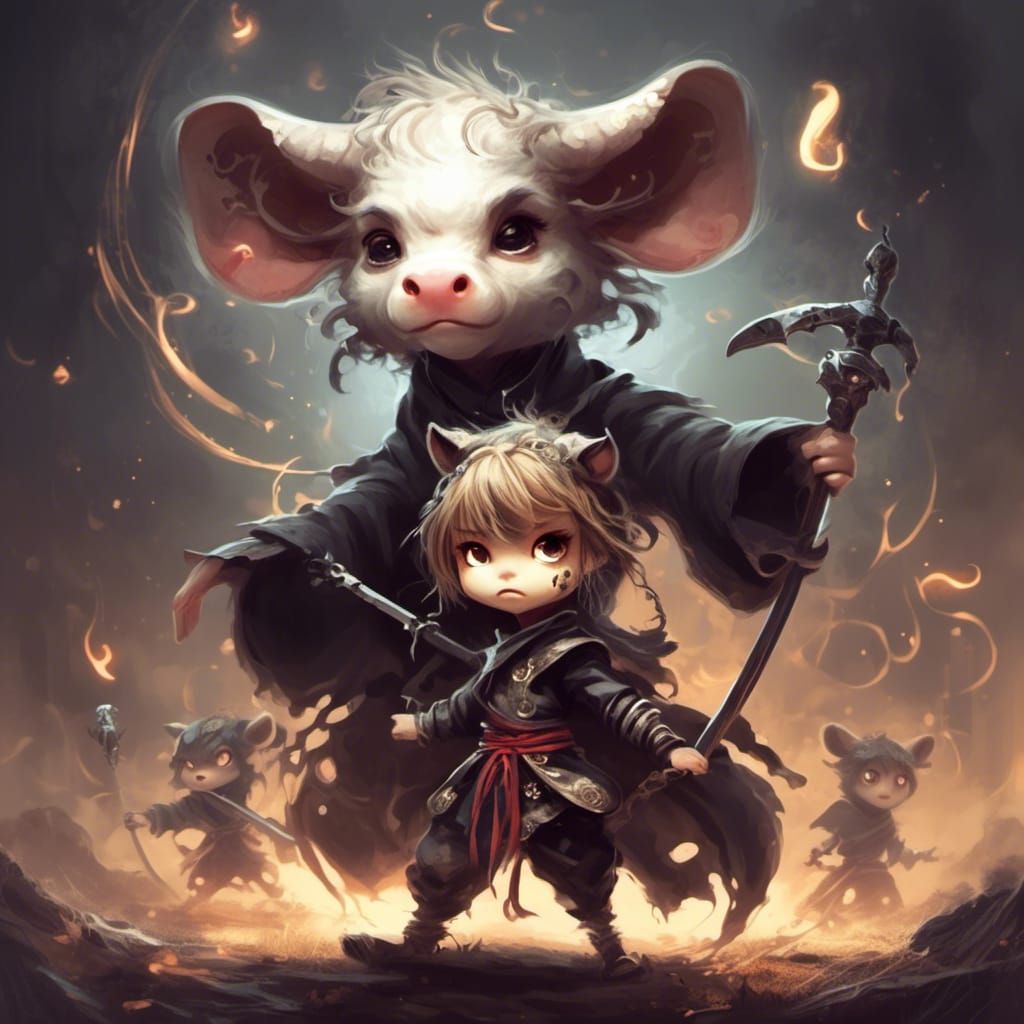 Anime Ninjas Mouse and Cow: Sibling Battle