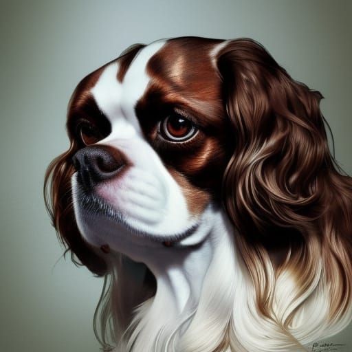 Majestic King Charles Spaniel Portrait in Digital Art Style