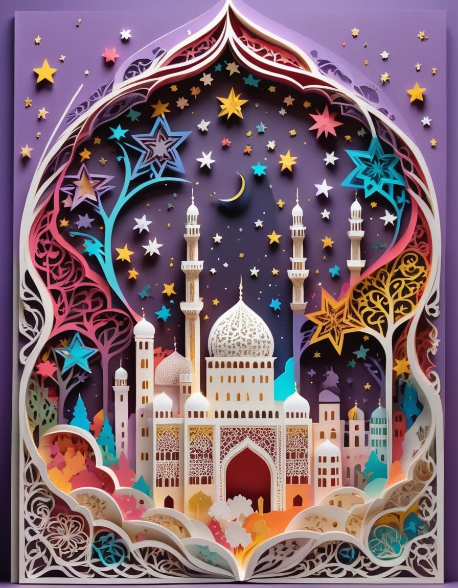 Most beautiful attractive Muslim made of colorful 3d papercu...