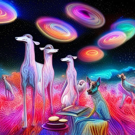 Greyhounds Picnic: Holographic Cosmic Illustration