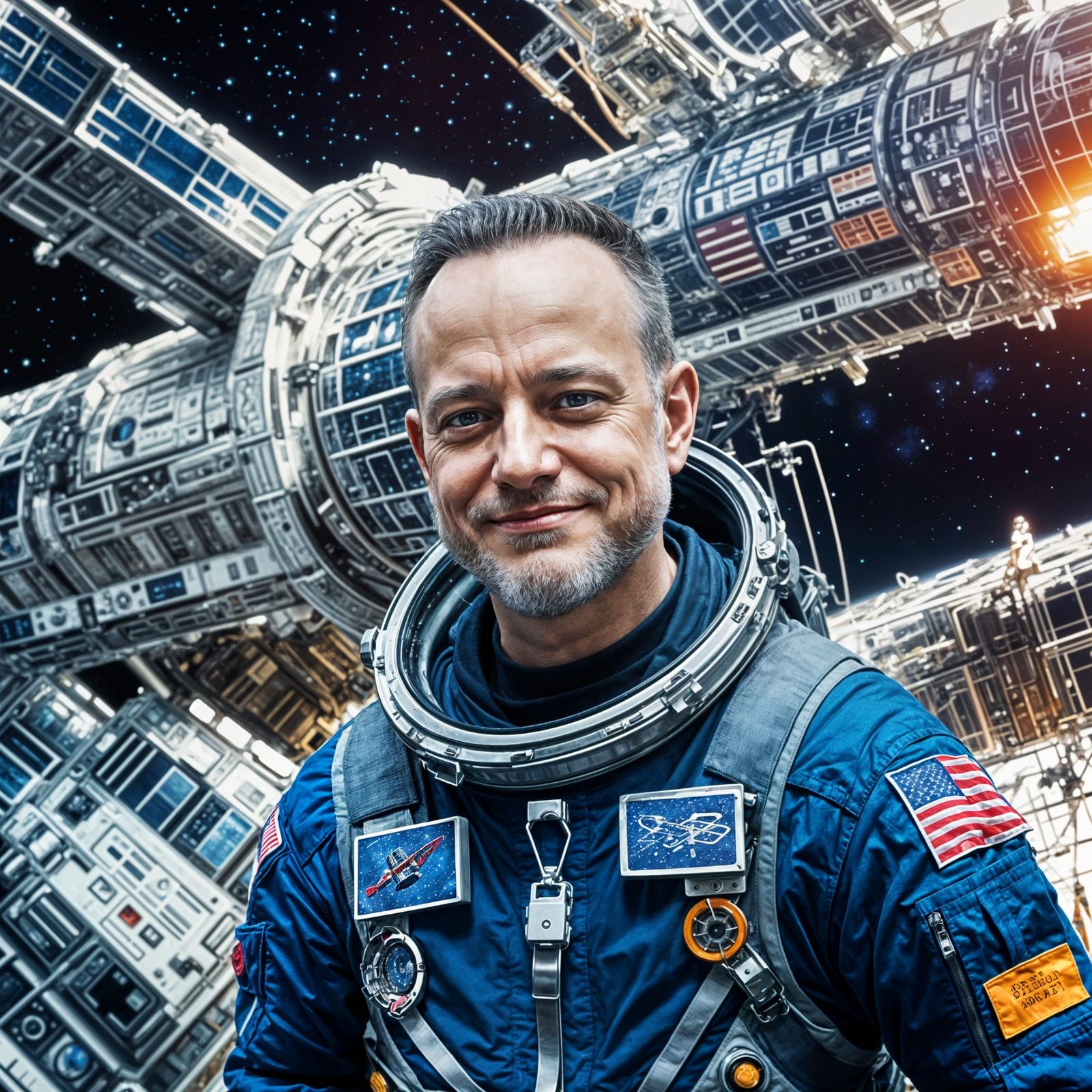 Astronaut in Space Station Action Shot