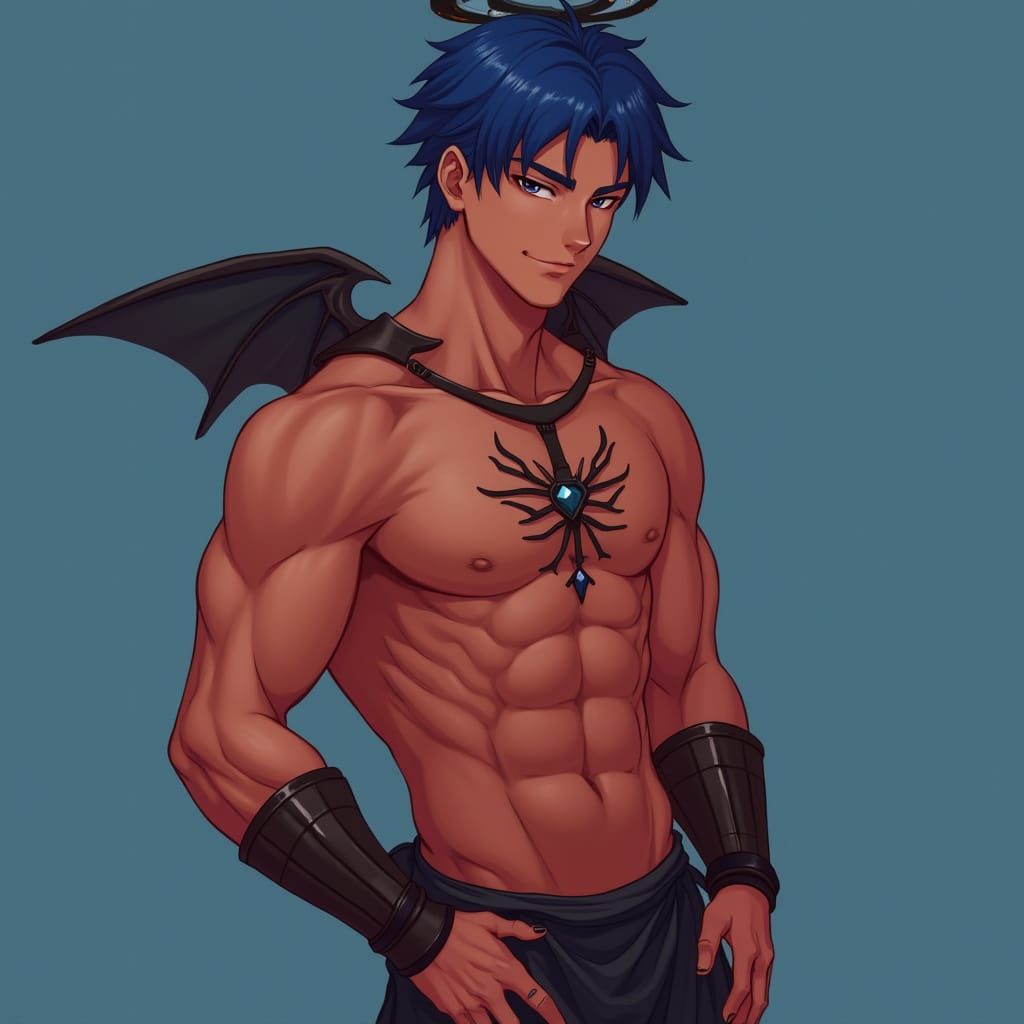 Halloween Carnival: Muscular Angel in Anime Style