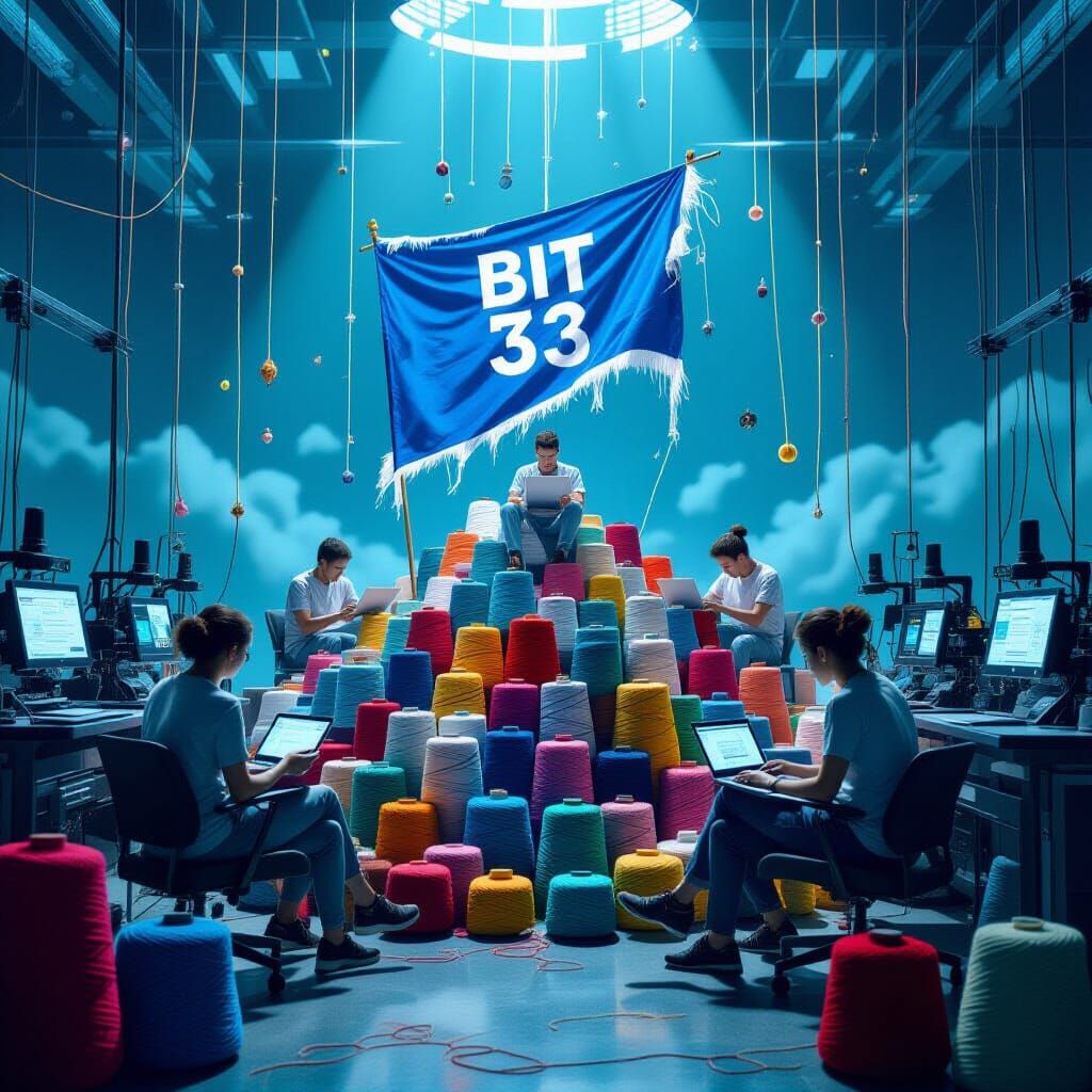 Yarn Hill Banner: A Vibrant Futurism Scene