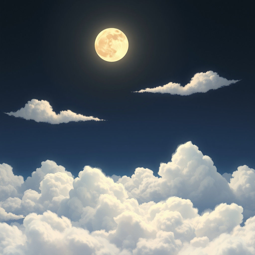 Moonlit Sky with Feathery Clouds in Matte Painting Style
