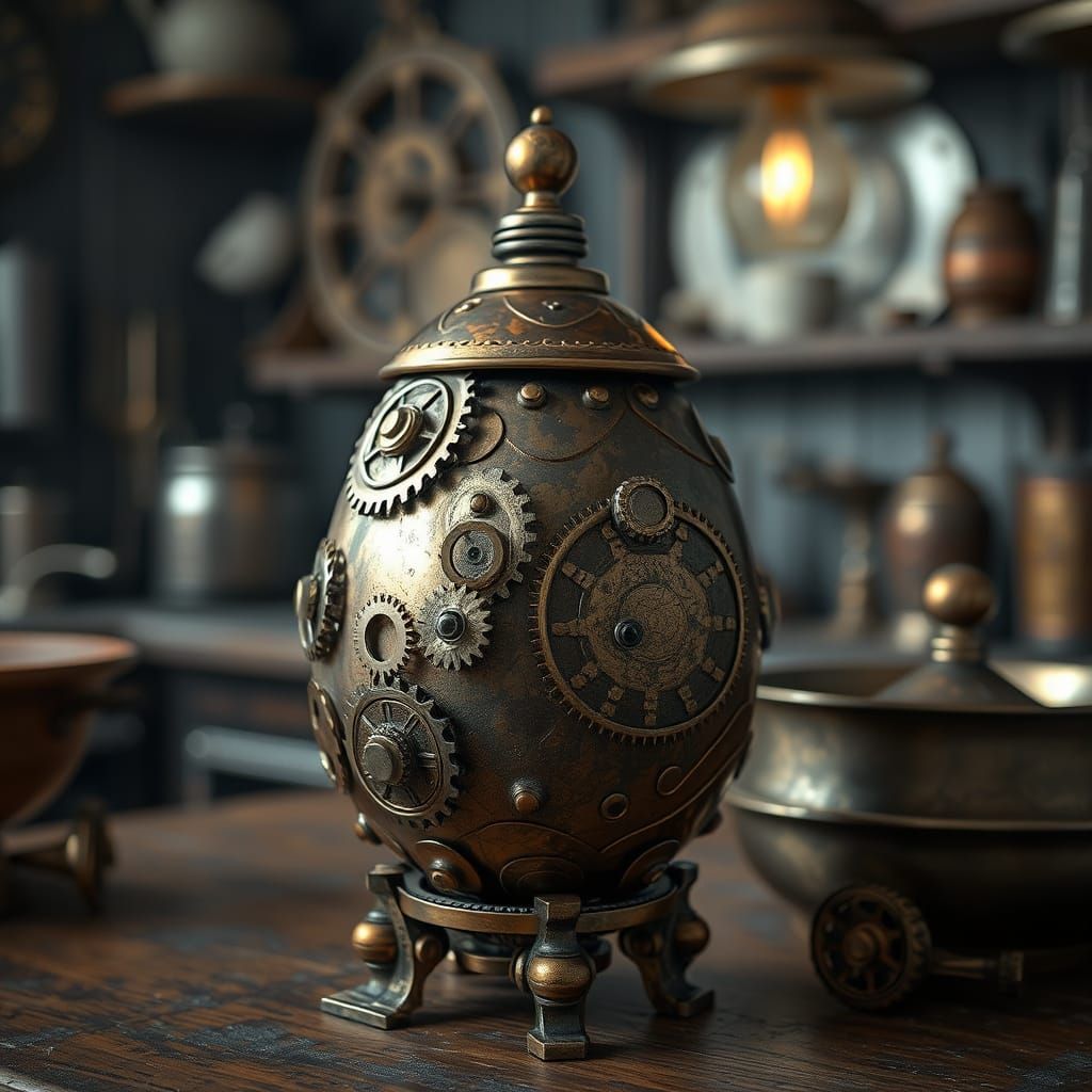 Surreal Steampunk Masterpiece with Gritty, Industrial Atmosp...