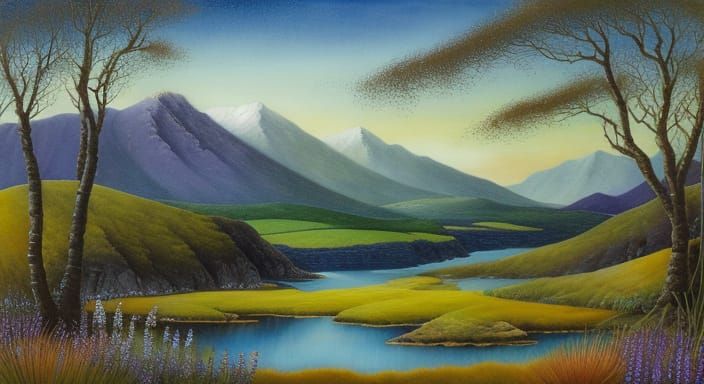 Surreal Landscape in Watercolor and Mixed Media