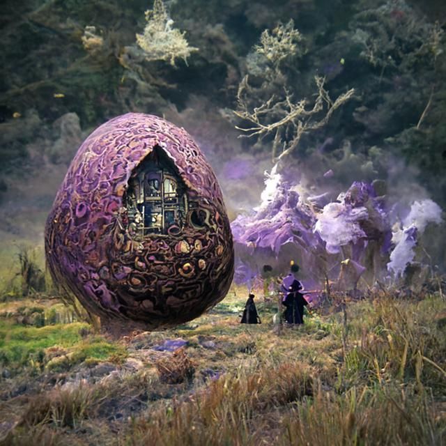 Eerie Purple Witch's Egg in Mystical Landscape