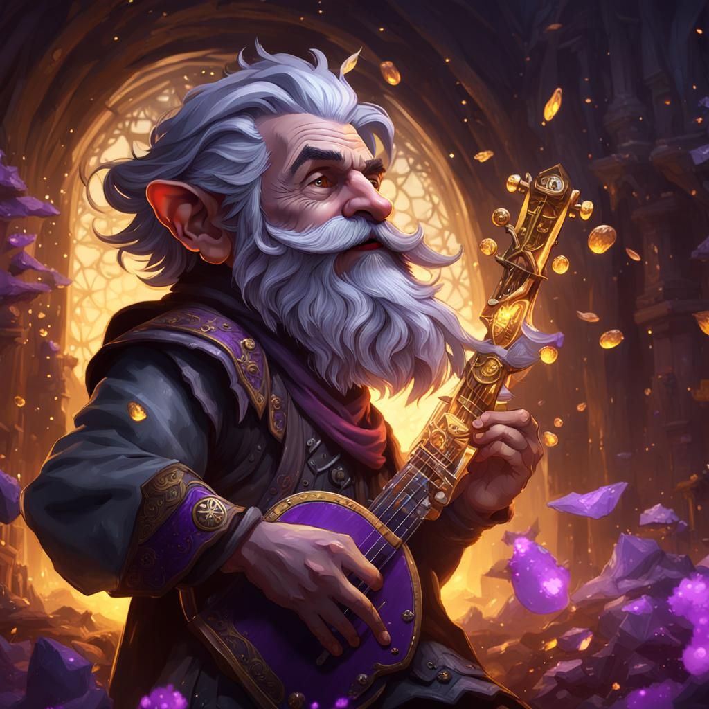 Gnome Bard in Dark Fantasy Style