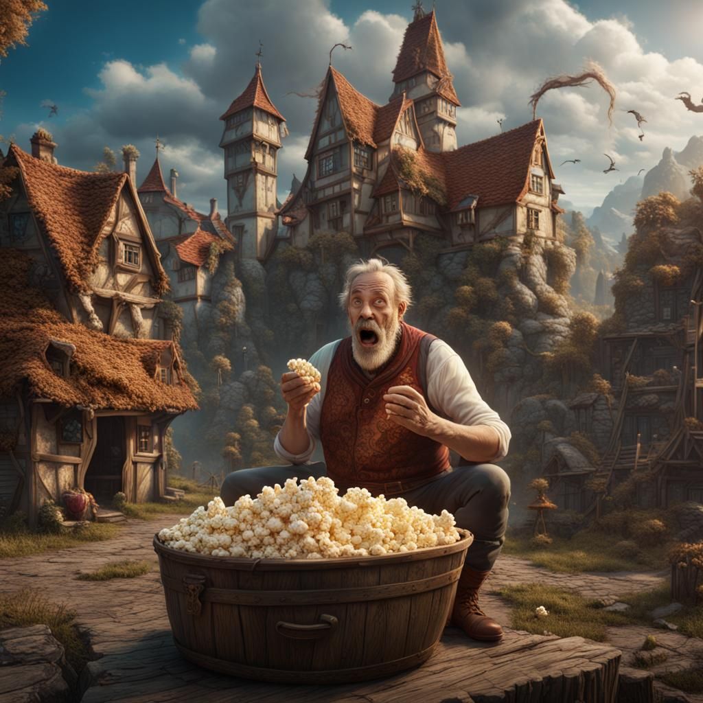Detailed Matte Painting: Man Eating Popcorn