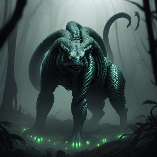 Terrifying Spider-Snake Hybrid in Dark Jungle