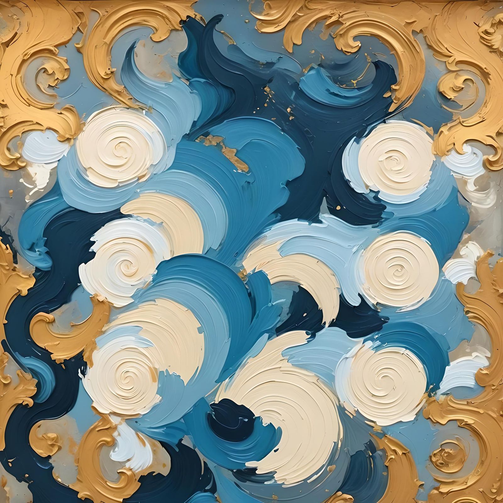 Baroque Swirl Backdrop with Thick Paint Textures