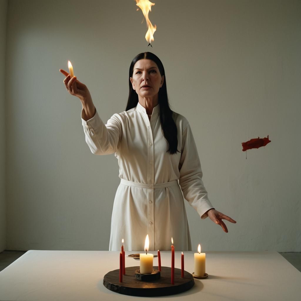 Marina Abramović Performance Art with Burning Candle