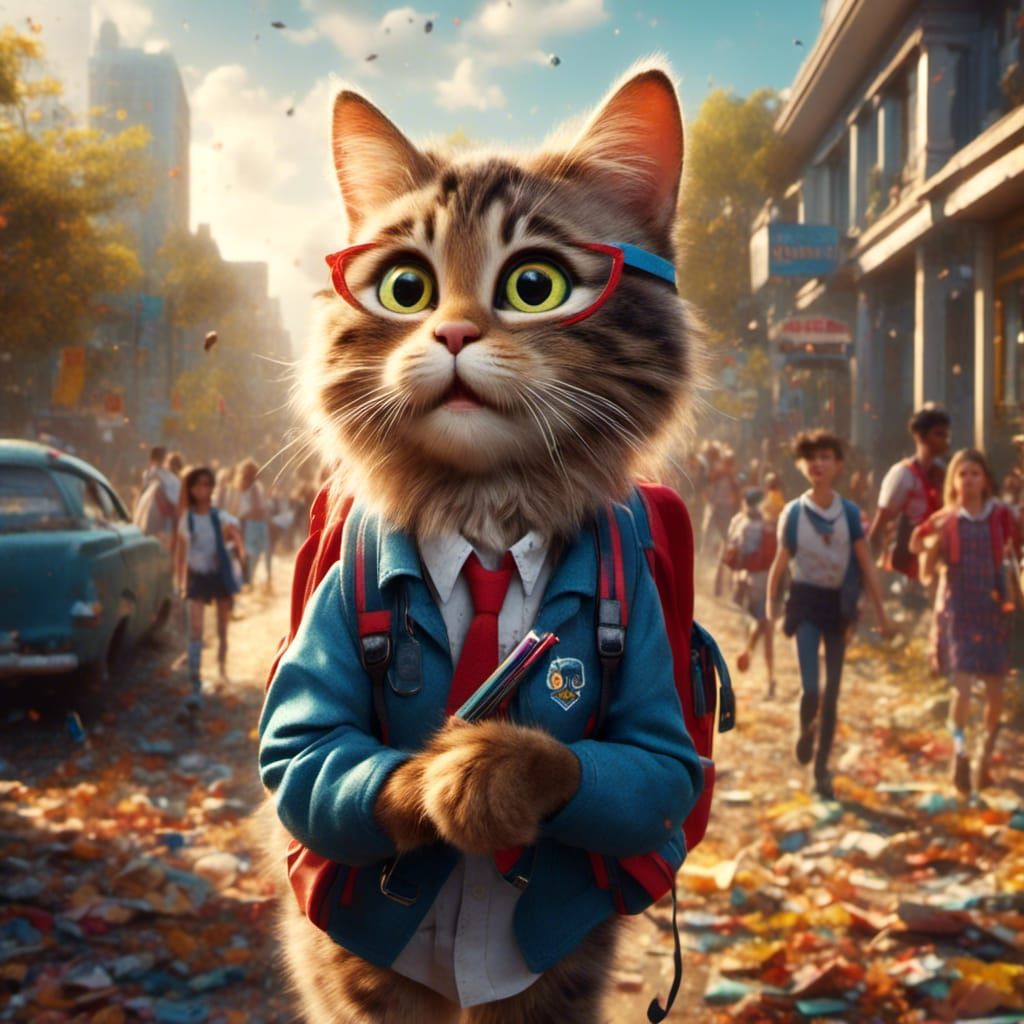 cat going back to school