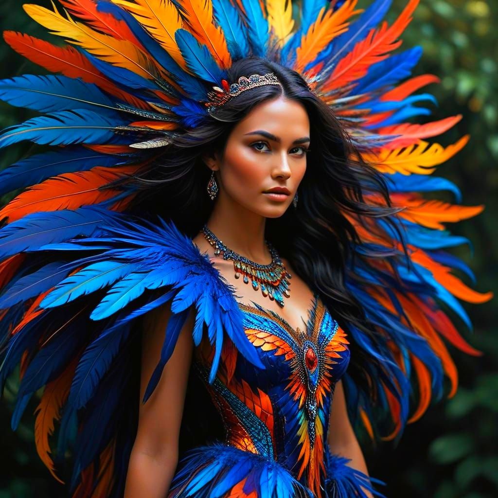 Surreal Goddess Radiates Vibrant Elegance with Wings of Cour...