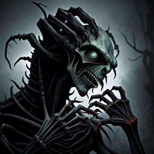 Creepy Alien Monster Hands in Dim Light
