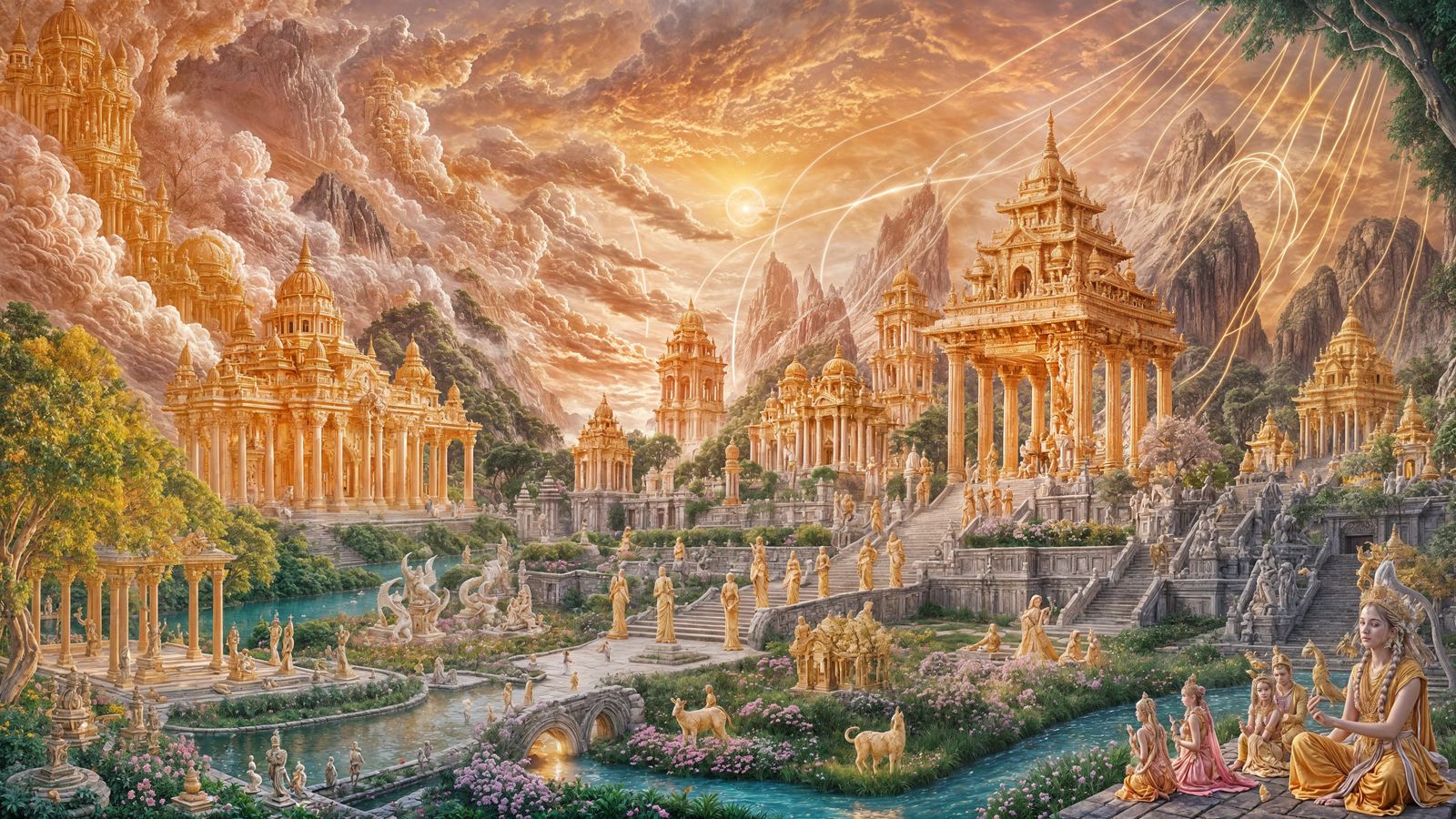 Ethereal Hindu Realm: Celestial Garden of Deities