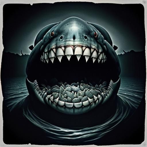 Megalodon Captured on VHS: A Giger-Inspired Nightmare